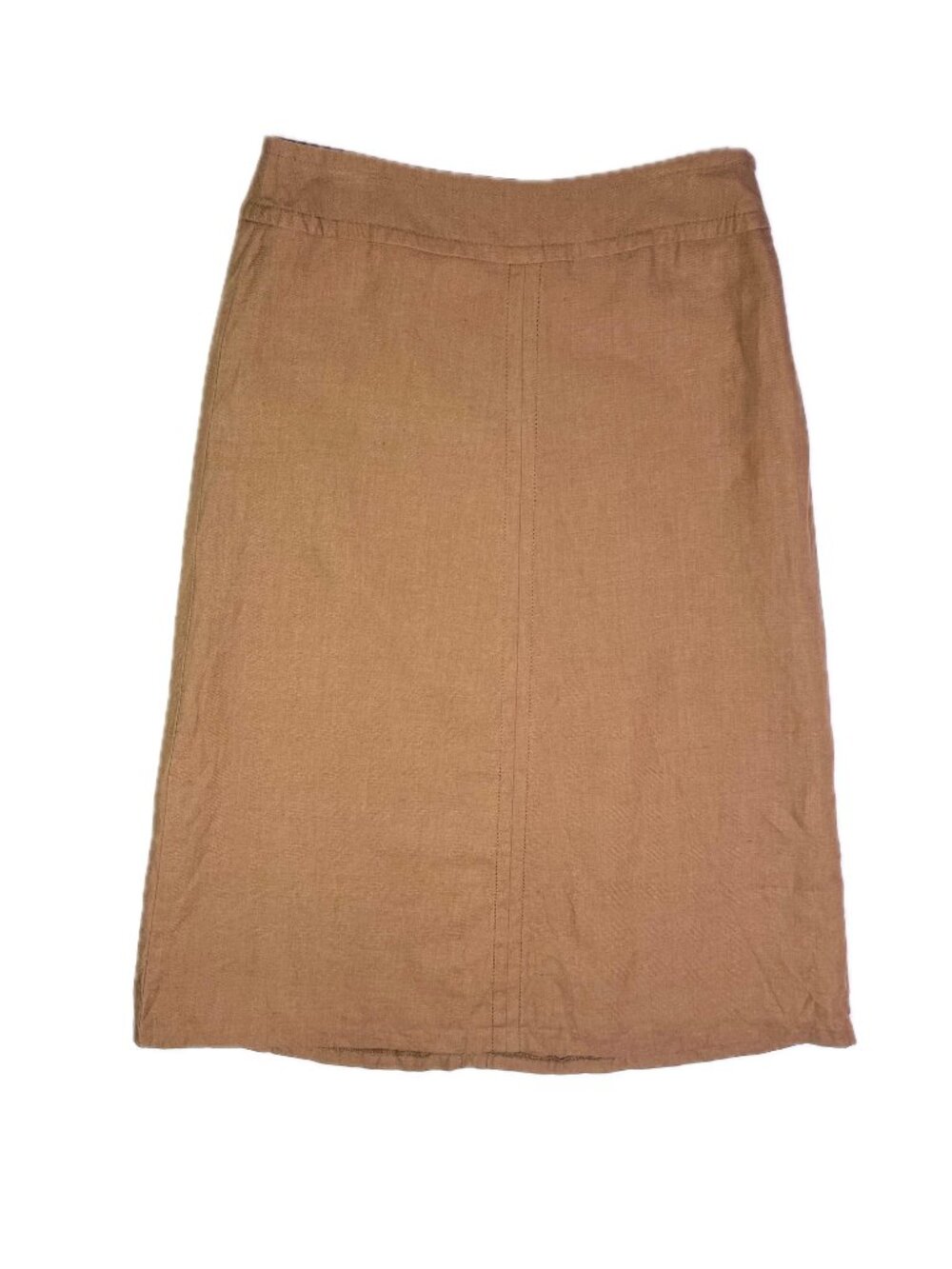Kasper Size 10P Brown Linen Blend Skirt Side Zip Fully Lined